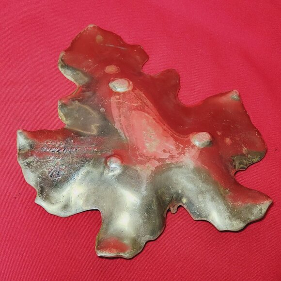Cast Solid Brass Fig Leaf Dish Tray By Virginia Metalcrafters Circa 1948 - Picture 12 of 12